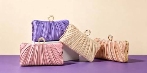 Image of Fashion Women's Evening Bags, Gold Silk Luxury Handbags with Chain Stylish Purses for Wedding Party