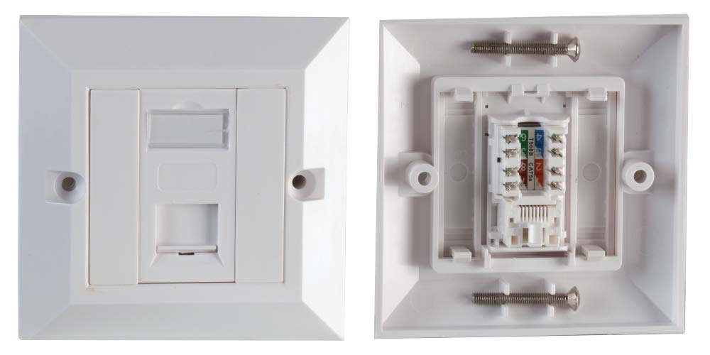 PRO SIGNAL PSG91592 1-Gang Single Socket RJ45 Cat6 Faceplate, White