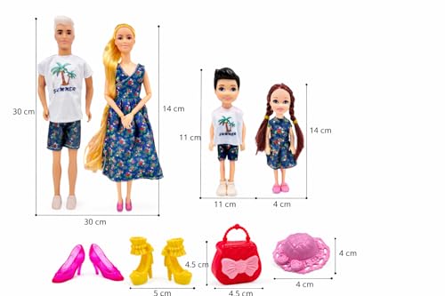 Image of Lyla Alia Family Time Doll Set - Family of 4 Dolls with Accessories | Summer Holiday Theme for Girls Age 3+