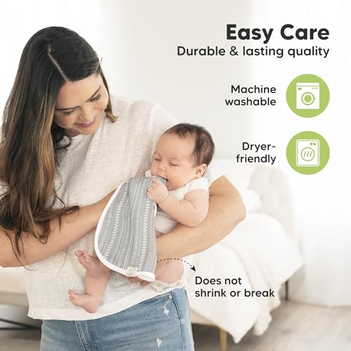 Image of 5-Pack Muslin Burp Cloths Baby Boy, Girl - Very Absorbent Baby Burp Cloth Rags, 8-Layers Viscose Derived from Bamboo Cotton Muslin Towel, Super Soft Spit Up Rags, No Shrink Washcloths (Lunaris)