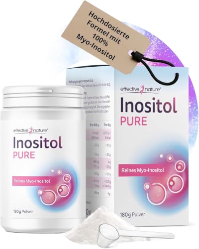 effective nature Inositol Pure 180 g - Hochreines Myo-Inositol Pulver - Geschmacksneutral - 4000 mg pro Tagesdosis - Gut Löslich - Vegan - Ohne Zusätze