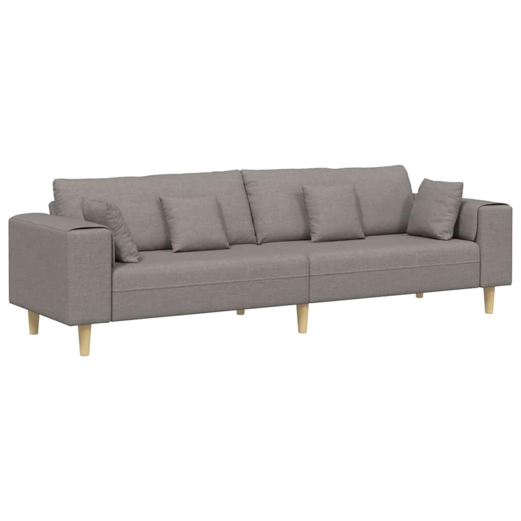 Sofá de 4 plazas, color topo, 250 x 77 x 76 cm, de tela aterciopelada, con diseño transpirable y patas de madera estables, moderno, para salón, dormitorio, oficina