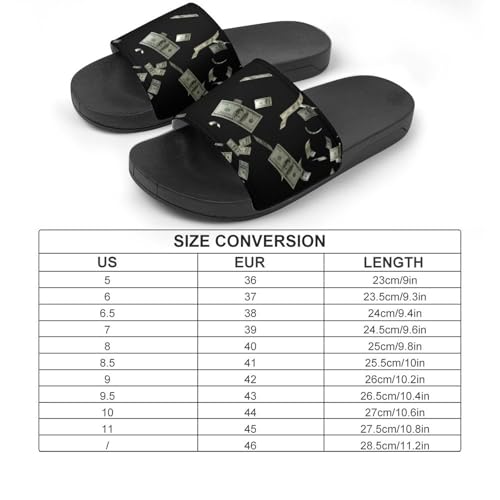 100 Dollar Bills Flying in The Air PVC Slippers Sandals for Women Men Open Toe Soft Cushioned Non-Slip Sandal for Indoor Outdoor2