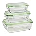 GOURMETmaxx 06527 szklane pojemniki na żywność, 6 części, nadają się do kuchenki mikrofalowej, zamrażarki i zmywarki, przezroczyste