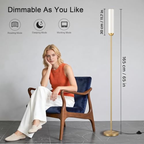 Image of Ambimall LED Floor Lamps with Remote Control Set of 2, Foot Switch, Gold