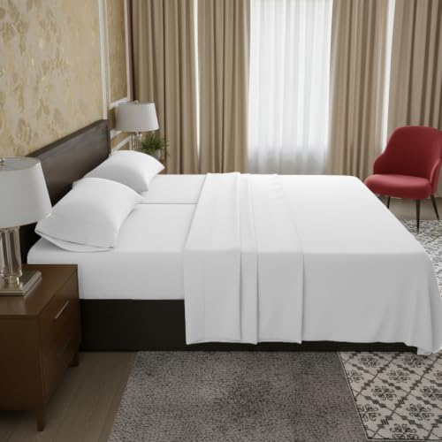 Image of Elegant Comfort Luxury Quality Microfiber 5-Piece 1500 Premium Hotel Sheet Set-Wrinkle Resistant, All Around Elastic Fitted Sheet, Deep Pocket up to 16 inch, Split King, White