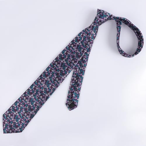 Image of Alizeal Mens 3.15inches Exquisite Floral Tie with Small Flower Printed Pocket Square