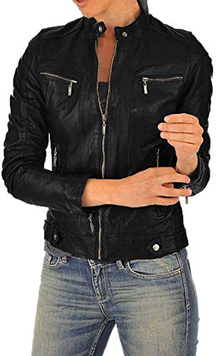 Women's Lambskin Leather Moto Biker Jacket - Winter Wear