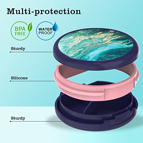 Image of Serfeymi Small Pill Box - 3 Compartments Portable Pill Box for Purse Pocket, Compact Mini Travel Pill Case - Suitable for Medicine, Vitamin, Fish Oil, Supplements - Dark Blue(Emerald Tide)