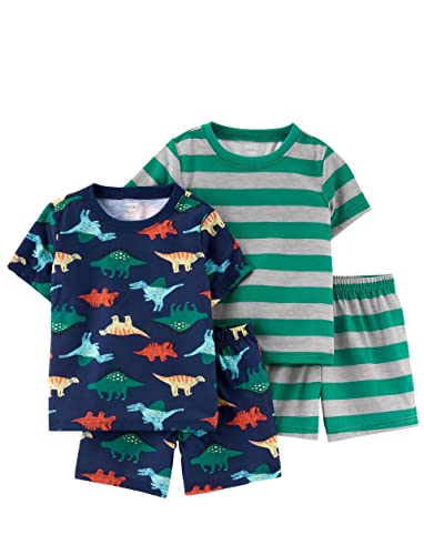 Conjunto infantil 4 peças Carter's Dinossauro 2 Shorts + 2 camisas.