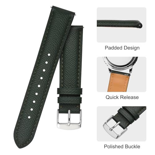 BISONSTRAP Watch Straps with Quick Release, Texture Leather Watchbands for Men Women, 18mm 20mm 22mm