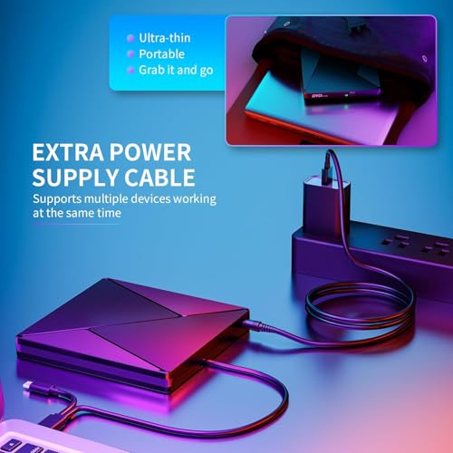 Image of DVD Player for Laptop, External CD Drive for Mac, USB 3.0 USB C Portable CD Burner External Disk Drive, DVD Reader Writer ROM Drive Compatible with Laptop,Windows 10 /8 /7 Linux