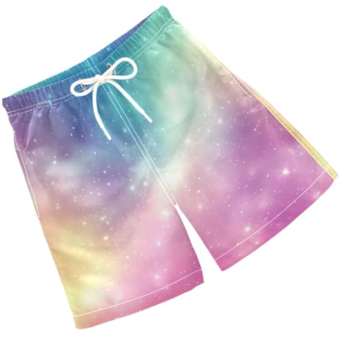 Pigsaly Boys' Swim Board Shorts Rainbow Pink Gradient Boy's Swim Trunks Kids Swimwear M
