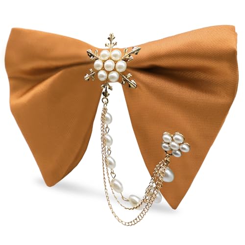 Image of Oversized Bow Ties for Men, Adjustable Bow Tie Pre-tied Bowties Pearl Decoration Bowtie for Tuxedo Wedding Party Prom
