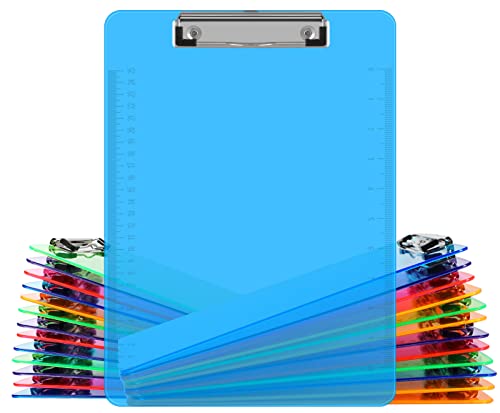 Herkka PLASTICCLIPBOARD-2022 Clipboards, Herkka 25 Pack Plastic Office Clipboards, Assorted Transparent Color Plastic Clipboards cover