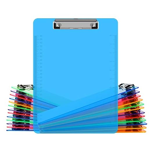 Clipboards, HERKKA 25 Pack Plastic Office Clipboards, Assorted Transparent Color Plastic Clipboards, Low Profile Clip Standard A4 Letter Size