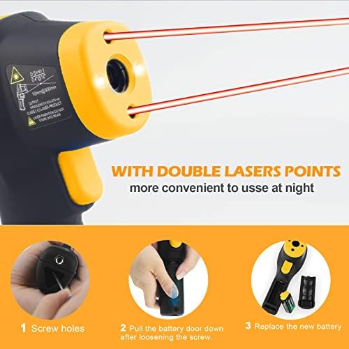 Digital Infrared Thermometer(-58~1472)INFURIDER YF-985E Non-Contact Laser Temperature Gun 16:1 IR Temp Gauge, Industrial Thermometer Gun w/Ambient Temperature Humidity Dew Point Monitor