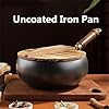 ENFGDT Japanese Hand-Forged Non-Stick Iron Pan Without Coating Durable And Rust-Free, Round Bottom Wok with Wooden Lid Lid for Cooker Gas Stir Fry Pans Round Bottom (Type B,11.8inch) #1