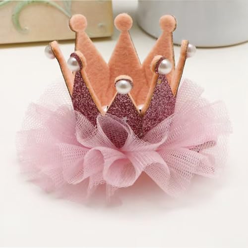 Ushang Pet Cat Princess Costumes Cat Crown Hat & Lace Bandana Scarf Set, Puppy Party Hat for Small Dogs & Cats, Lace Outfit for Cats and Small Dogs Birthday Party (Pink)