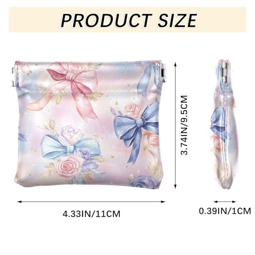 Coin Purse for Women Watercolor Bow Rose Coin Pouch Change Holder PU Leather Mini Wallet Portable Coin Bag Money Pocket3