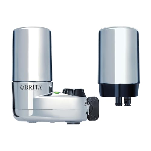 Brita Water Filter for Sink, Faucet Mount Water Filtration System for Tap Water, Reduces 99% of Lead, Chrome