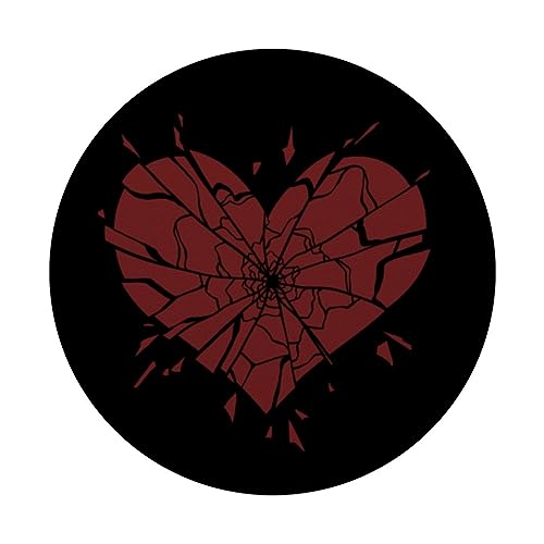 Damaged Shattered Broken Splintered Heart PopSockets Adhesive PopGrip, Black - Image 3