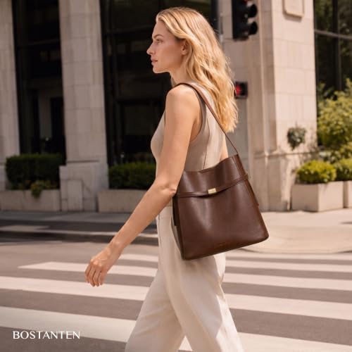 Image of BOSTANTEN Vegan Leather Purses for Women Quiet Luxury Shoulder Bucket Bag