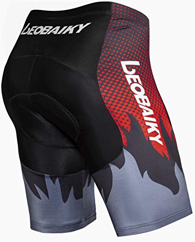 Hiauspor Bike Shorts Men with Soft Padding Big Pockets Quick-Dry Half Pants(Red,XX-Large) - Thumbnail 2