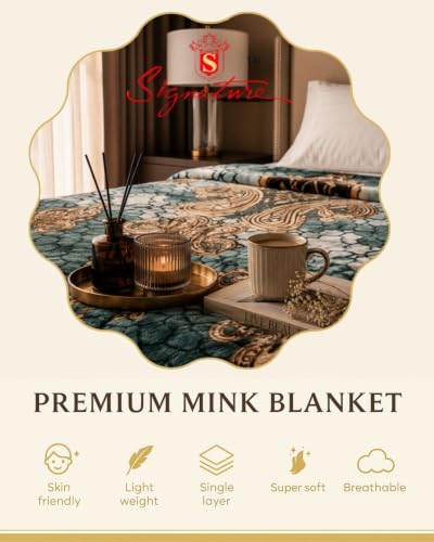 Image of Signature Blanket Single Bed Mink Blanket Single Ply for Extreme Winters (Blue)