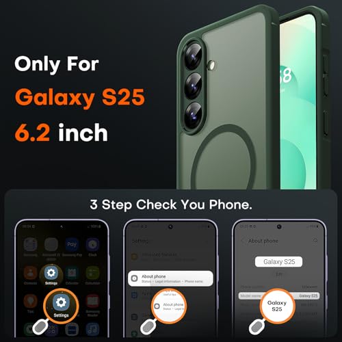 Image of TOCOL Magnetic for Samsung Galaxy S25 Case, Upgraded Full Camera Protection, Compatible with Magsafe, Drop Protection Slime Clear Back Cover for Samsung Galaxy S25 6.2-Inch (Alpine Green)