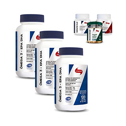 Kit 3x Ômega 3 EPA DHA (120 cápsulas) + 5 Brindes - Vitafor