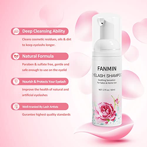 Limpador de extensão de cílios 60 ml + bastão de rímel + escova de limpeza espumante de pálpebra, la