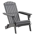Amazon Aware FSC Certified Outdoor Folding Adirondack Chair, Acacia Wood, Dark Grey