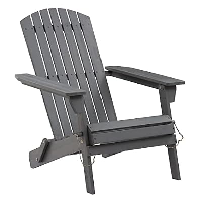 Amazon Aware FSC Certified Outdoor Folding Adirondack Chair, Acacia Wood, Dark Grey