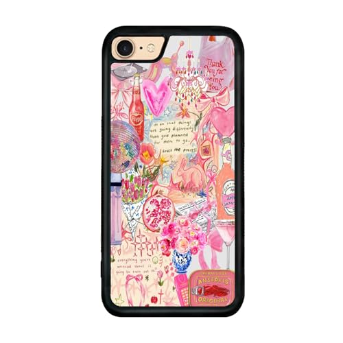 qizjio Coquette Phone Case Shockproof Protective Pink Preppy Phone Case for iPhone 7/8/SE