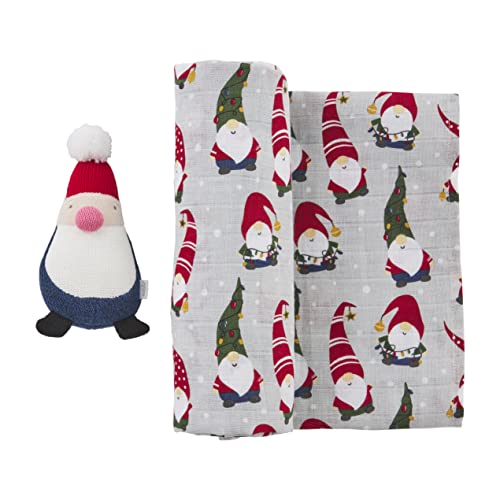 Mud Pie Swaddle And Rattle Set, Christmas Gnome, 47" X 47" #TOP1