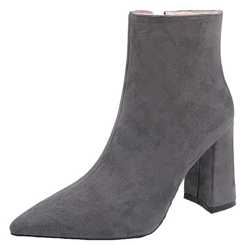 Bottines femme talon bloc haut Bviennic 2817 en noir pointu taille 33-41