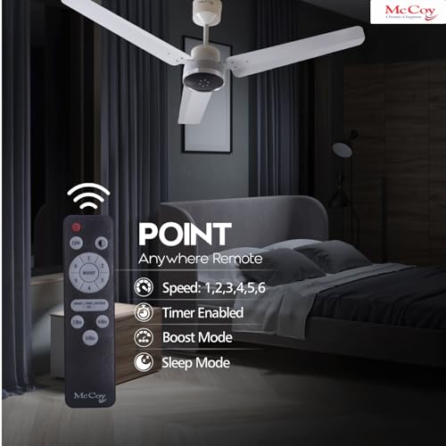 Image of McCoy Velox 1200mm BLDC Ceiling Fan with Remote Control | BEE 5 Star Rated Energy Efficient | 30W |3 Year Warranty| Pearl White
