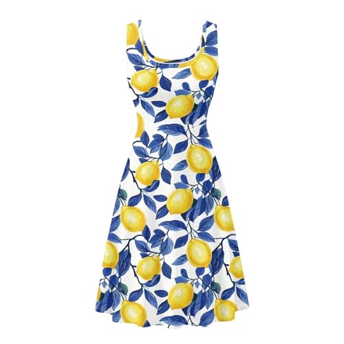 Image of Women Stylish Tank Dresses Sleeveless Round Neck Midi Casual Dress with Pocket for Summer