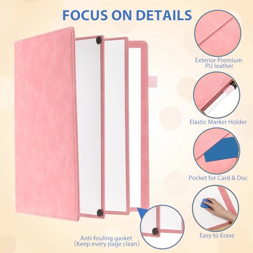 Tableau blanc portable effaçable Feifeiya rose A4 pliable double face