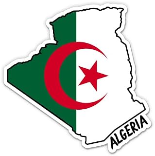 Squiddy Algeria Map with Flag - Vinyl Sticker - 7"