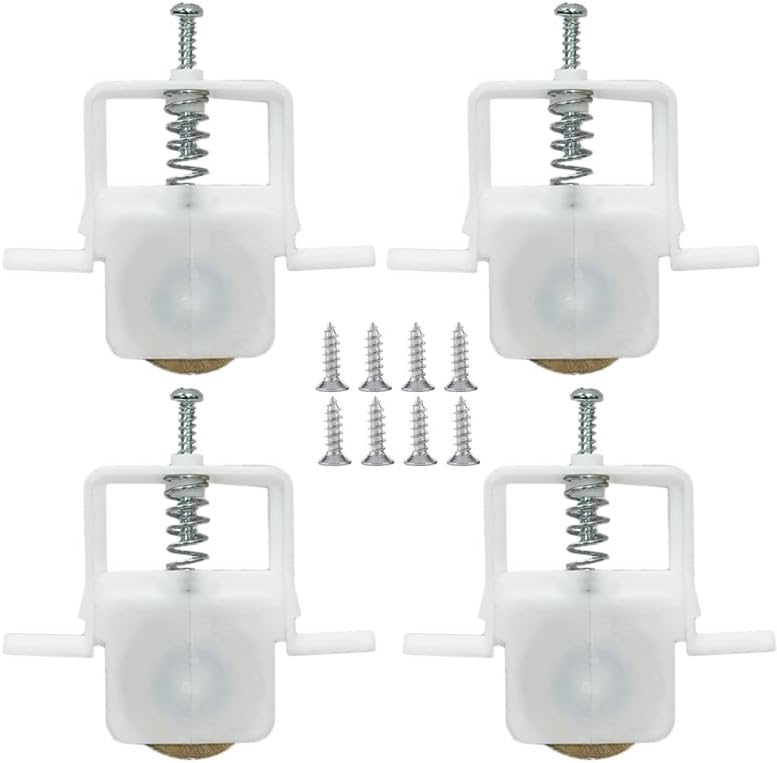 4-Pack Sliding Screen Door Rollers Replacements Hardware with Spring-Loaded Design, White Plastic Housing, Steel Ball Bearing, 1 inch Diameter Replaces B 691 and B 695 Used on Both Top and Bottom