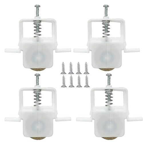 4-Pack Sliding Screen Door Rollers Replacements Hardware with Spring-Loaded Design, White Plastic Housing, Steel Ball Bearing, 1 inch Diameter Replaces B 691 and B 695 Used on Both Top and Bottom