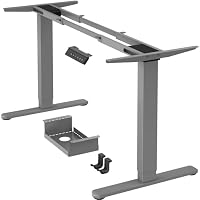 ErGear Escritorio Elevable, Marco con Patas Eléctricas de Ajuste de Altura Dual Motor, Mesa Escritorio Elevable con 4 Controles de Memoria para Oficina en Casa, Soporta hasta 120 kg (Gris)