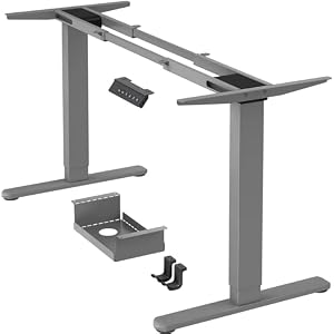 ErGear Escritorio Elevable, Marco con Patas Eléctricas de Ajuste de Altura Dual Motor, Mesa Escritorio Elevable con 4 Controles de Memoria para Oficina en Casa, Soporta hasta 120 kg (Gris)