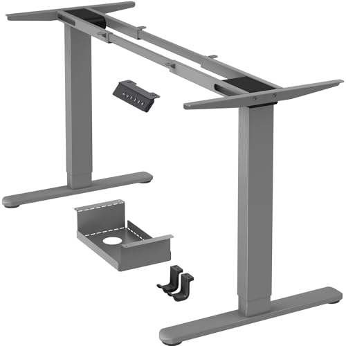 Image of ErGear Dual Motor Standing Desk Frame, Electric Adjustable Legs Compatible Desktop Size 44″-90″, 264 lbs Weight Capacity, 4 Memory Height Settings Stand up Desks Base, Grey Frame Only