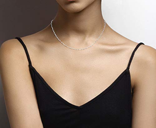 Image of Miabella Italian Solid 925 Sterling Silver, 18Kt Gold Plated 2.5mm Paperclip Link Chain Necklace for Women Men, Made in Italy