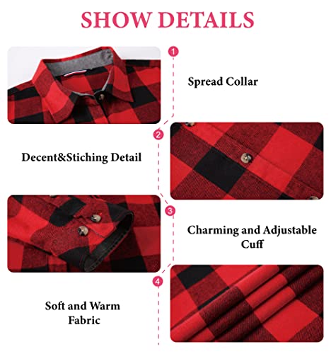Esabel.C Flannel Shirts for Women Long Sleeve Button Down Plaid Fall Shirt Casual Work Tops3