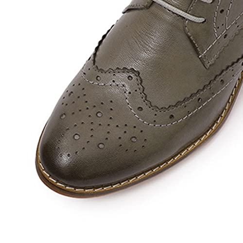 Image of Mona flying Women's Leather Brogue Ankle Boots Lace-up Oxford Booties