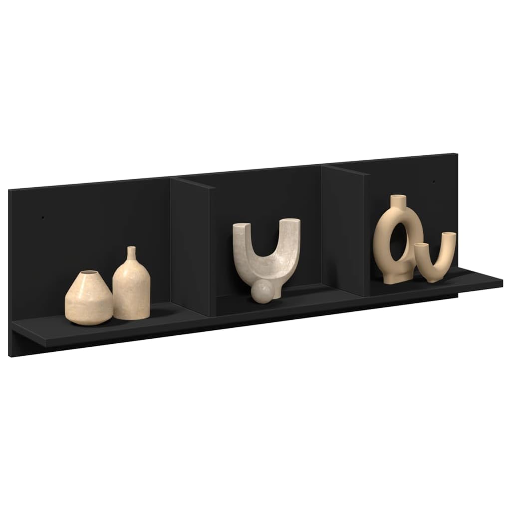Estantería de pared negra 100 x 16,5 x 30 cm, material de madera, diseño moderno flotante, ahorra espacio para salón, pasillo, baño y cocina